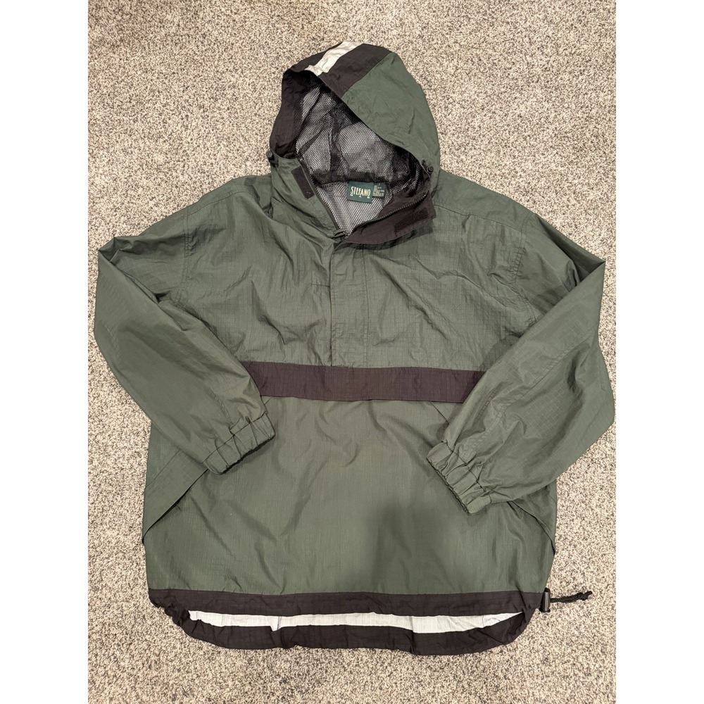 Vintage Stefano Mens Large Pullover 1/4 Zip Windbreaker Jacket Green